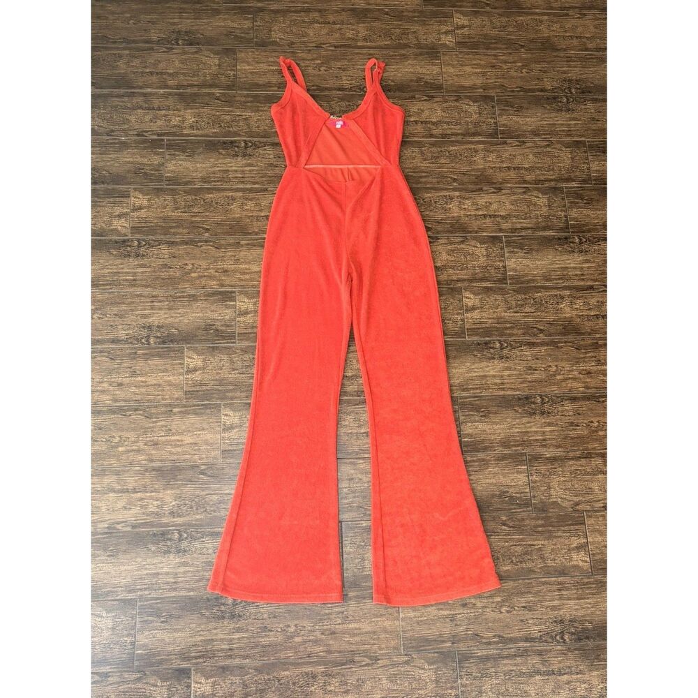 Elsie Fred Terry Cloth Flare Jumpsuit with Cutout - S